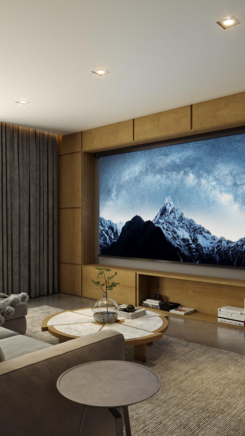 Living Room with big projection screen
